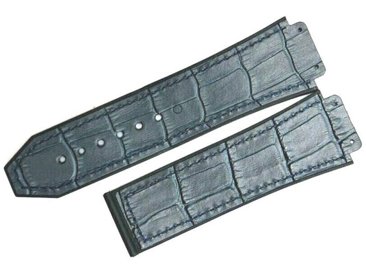 ALLIGATOR GRAIN LEATHER RUBBER WATCH BAND FOR HUBLOT WATCHES OF SIZE 19X22MM
