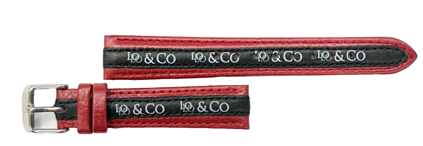 LO&CO Quality Watch Band 16mm Regular Red Genuine Leather  Stitched, Padded