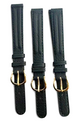 (set of 3) 12mm Quality Genuine Leather Padded Dark Green Color Watch Band
