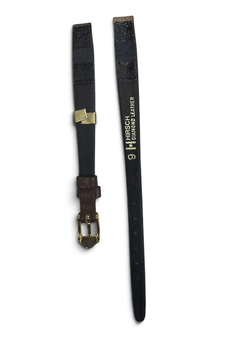 9mm Hirsch Diamond Leather - Open Ended Watchband- Brown