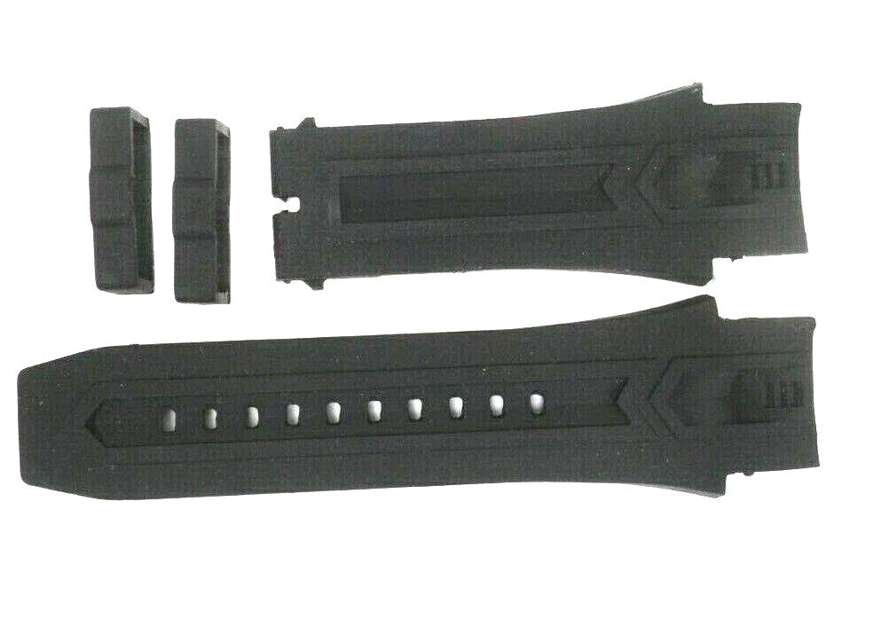 CURVED END SILICONE RUBBER WATCH BAND FOR INVICTA WATCHES BLACK OF SIZE 26MM