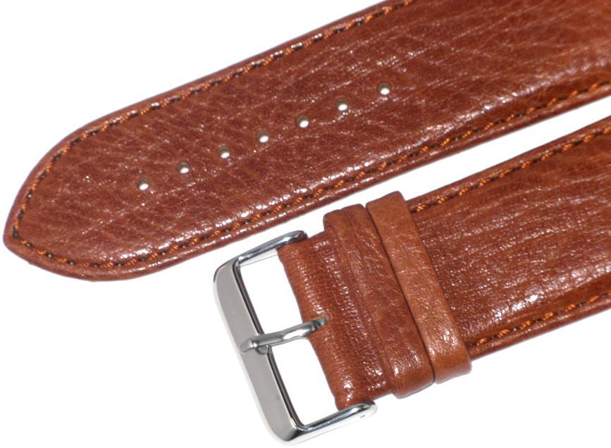 WATCH BAND L.BROWN GENUINE LEATHER 28MM PADDED,STITCHED, THICK ( HIGH QUALITY)