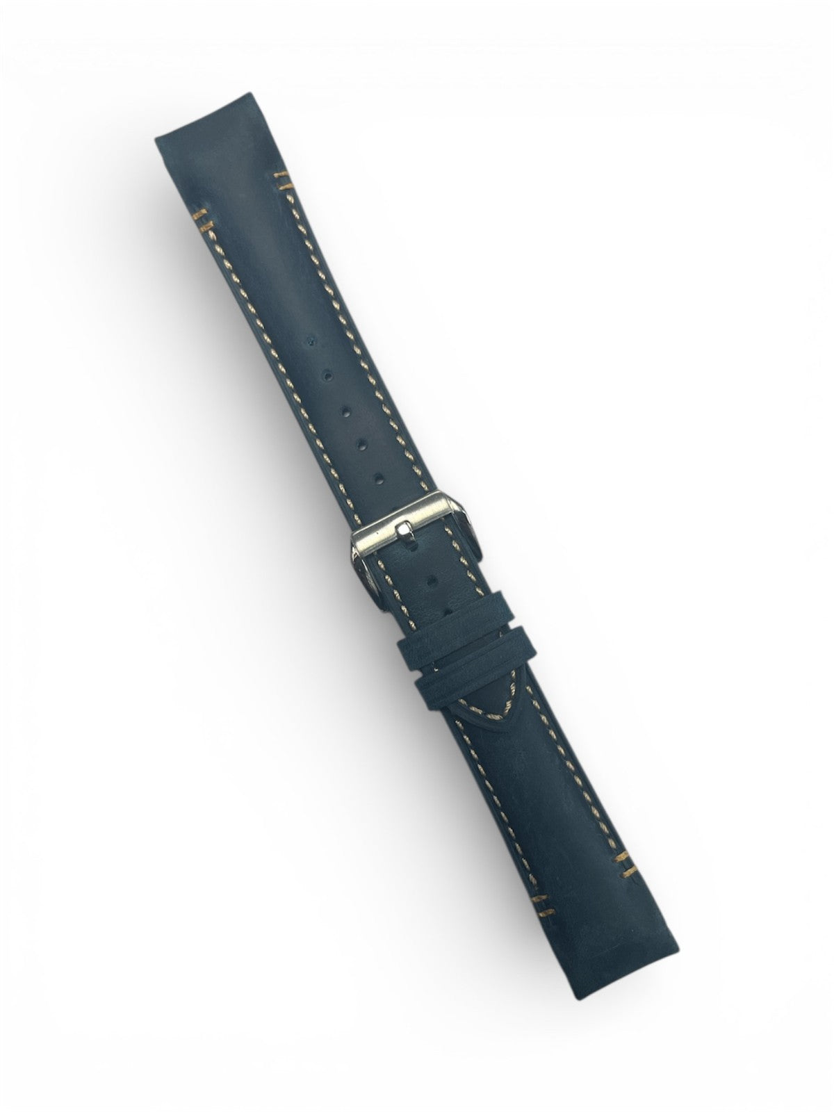 Genuine Calf Leather Teal Blue Curved Watch Band Strap 22MM * 20MM