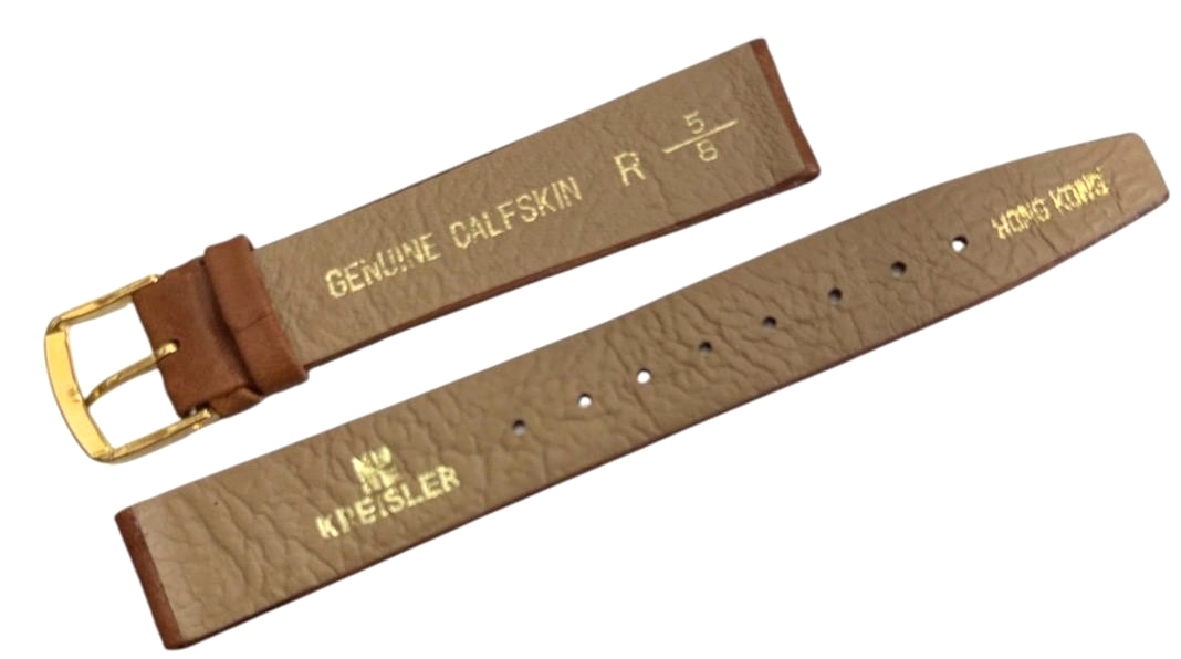 KREISLER Brown Watch Band Flat calf skin Leather Hong Kong 16mm