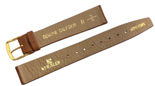KREISLER Brown Watch Band Flat calf skin Leather Hong Kong 16mm