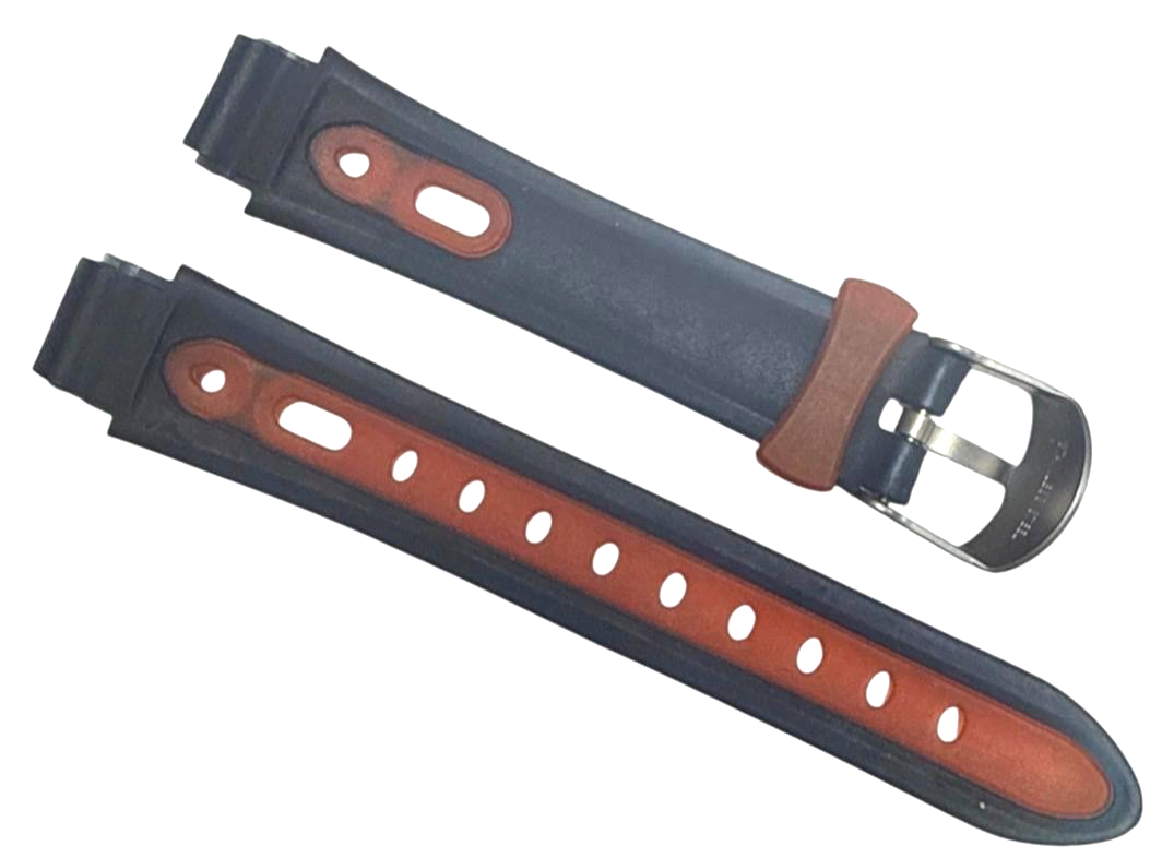 13MM RUBBER WATCH BAND BLACK & orange COLOR DESIGN