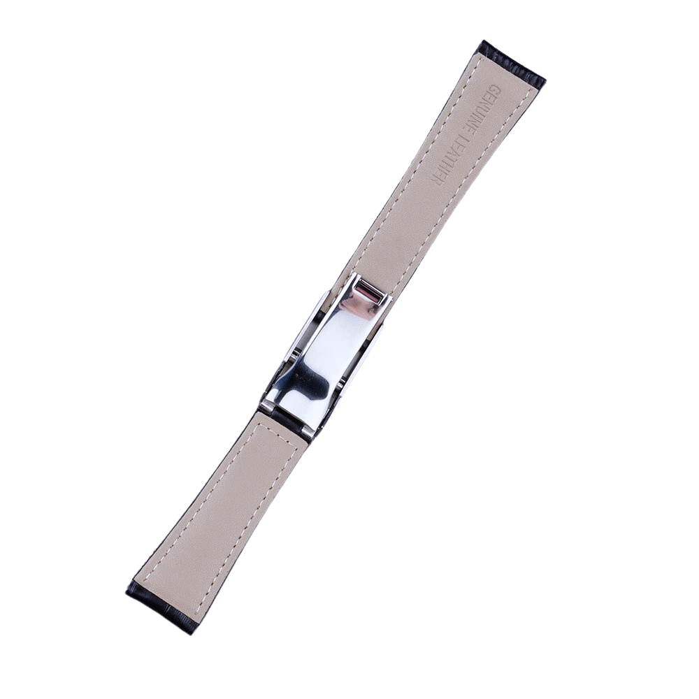 High-Quality Black Leather Watch Band – 20mm for Rolex Watches | Steel Clasp