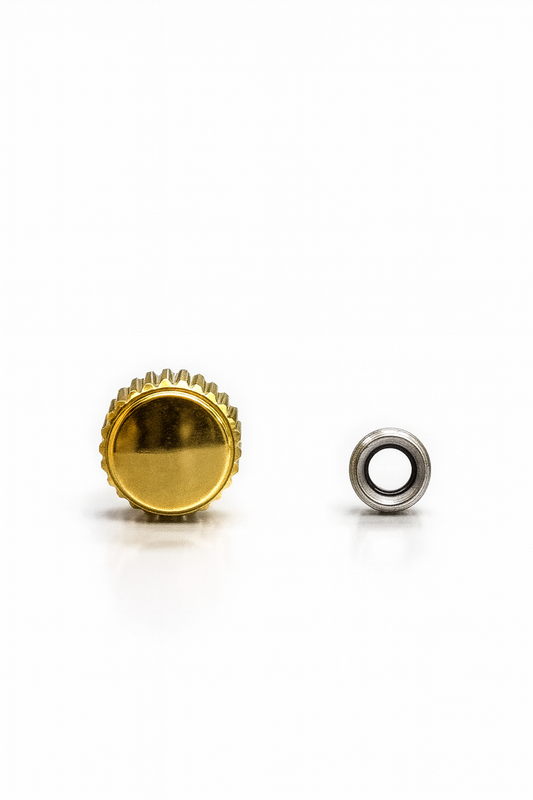 Gold Small Screw Crown | 3.8mm - Universal Fit | Luxury Watch Repair Part
