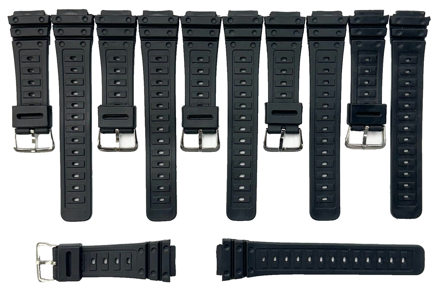 Lot Of 6, 18MM PVC Plastic Classic Black Watch Band fit Casio G-Shock