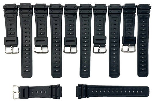 Lot Of 6, 18MM PVC Plastic Classic Black Watch Band fit Casio G-Shock
