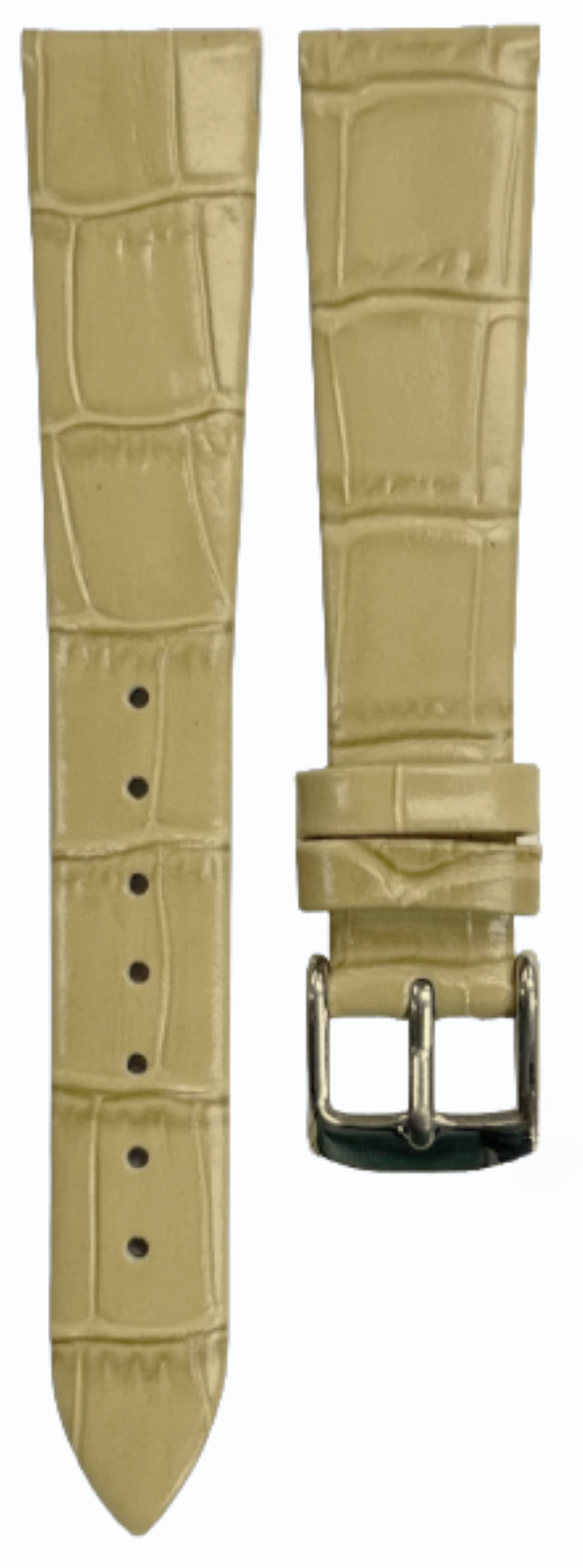 1PC Beige Leather Flat Unstitched Alligator Grain Watch Band 18MM