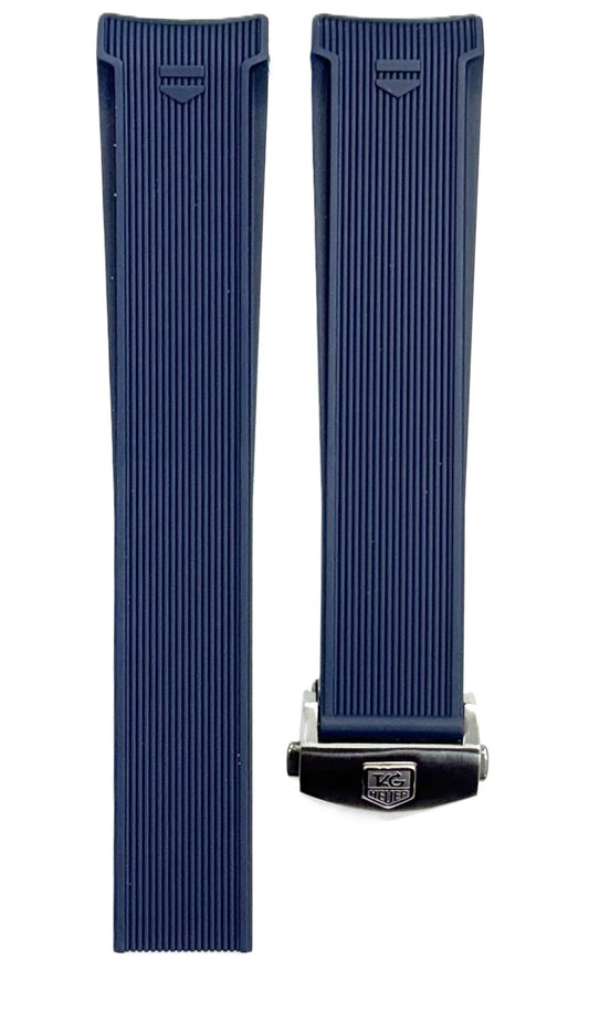 22mm Replacement Rubber Watch Band for TAG HEUER AQUARACER Watches, Blue Color