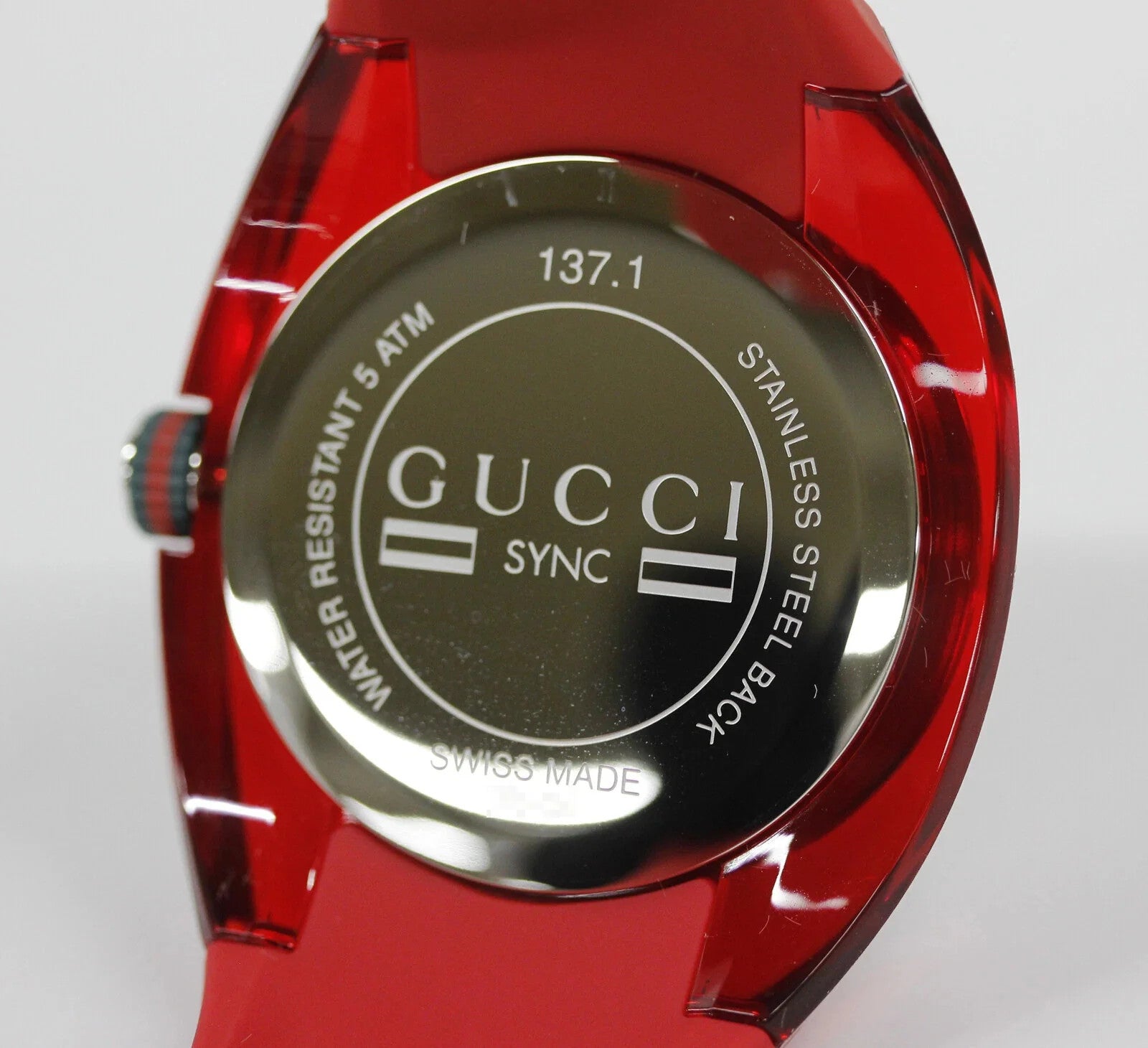 GUCCI SYNC YA137103 Men's Watch – Red Dial, Quartz Movement with Original Box