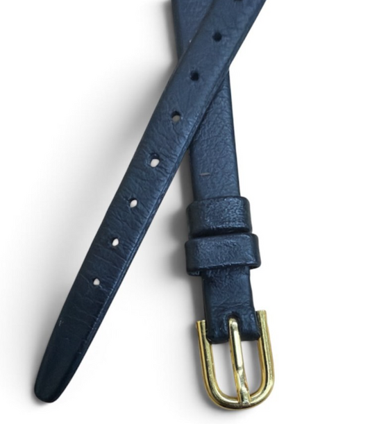 8mm Genuine Leather Quality Calf Black Flat open-ended Watch Band