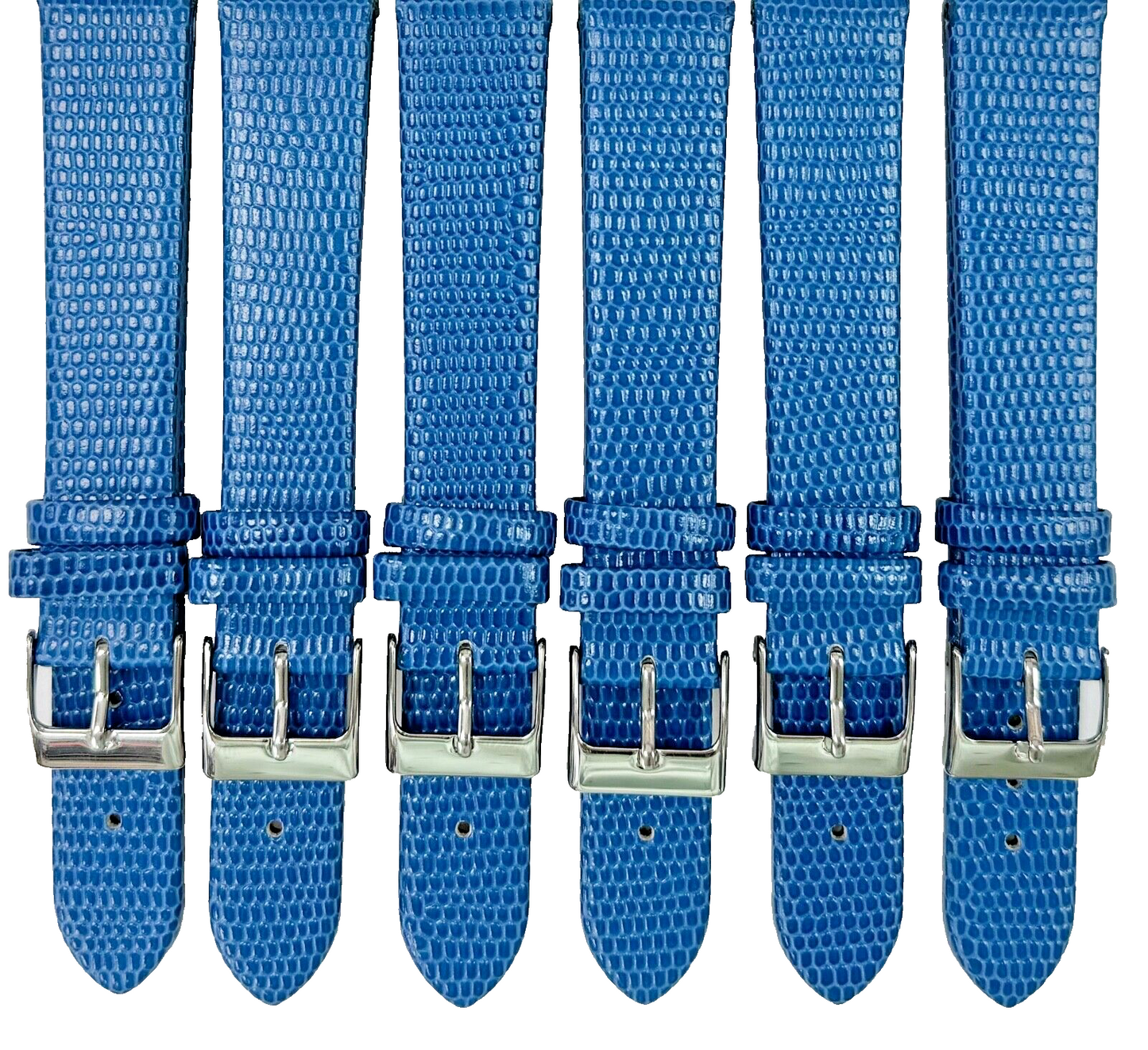 Watch Band Genuine Leather BLUE  Lizard Grain Flat 16MM (Lot of 6 bands)