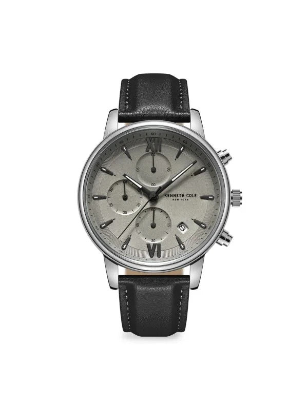 Kenneth Cole New York Men Multi Function Watch With Leather Band 44MM