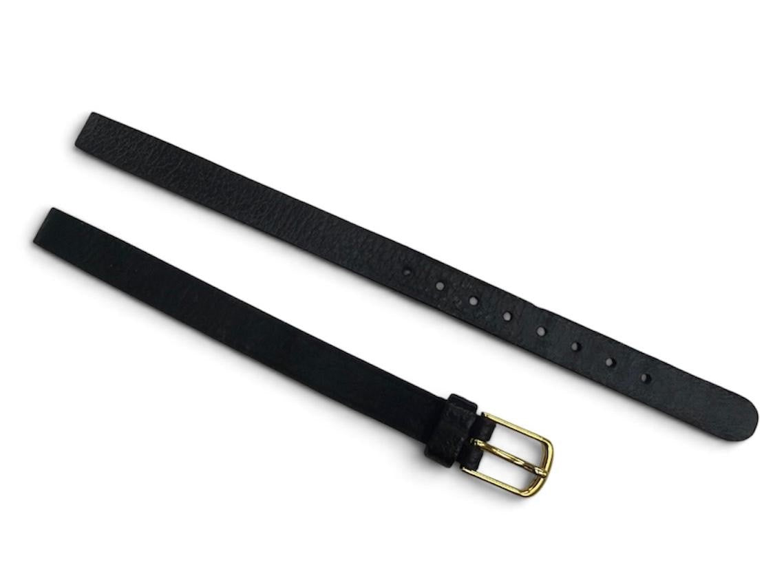 Hirsch- SPEIDEL  Saddle Leather Watch Band ,Open End 10mm- Black -Gold Buckle