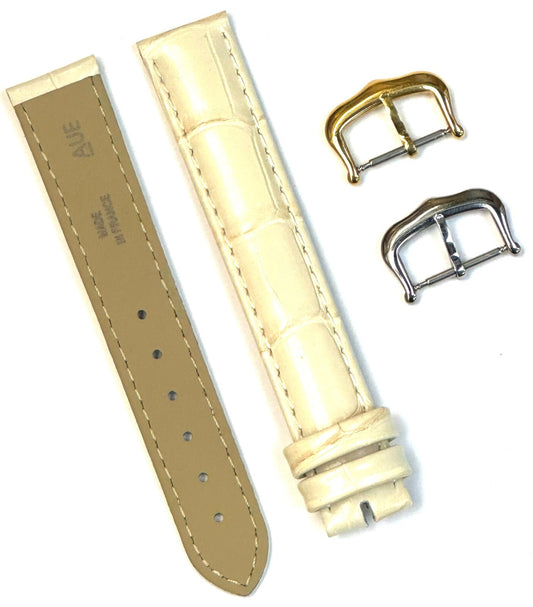 Watch Band For Cartier Tank Antique Alligator Grain Size 20x18mm L.Beige Color