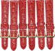 Lot of 6Pcs.Watch Bands Red Genuine Leather Crocodile Grains16mm (A1 Quality ) 