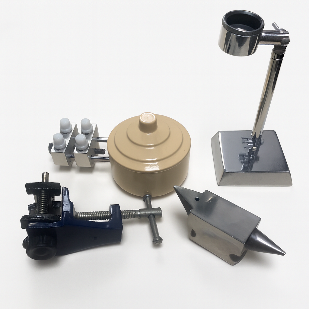 Christmas Sale Watchmaker Tool Lot – Anvil, Case Holder, Clamp, Dust Cover Pot &