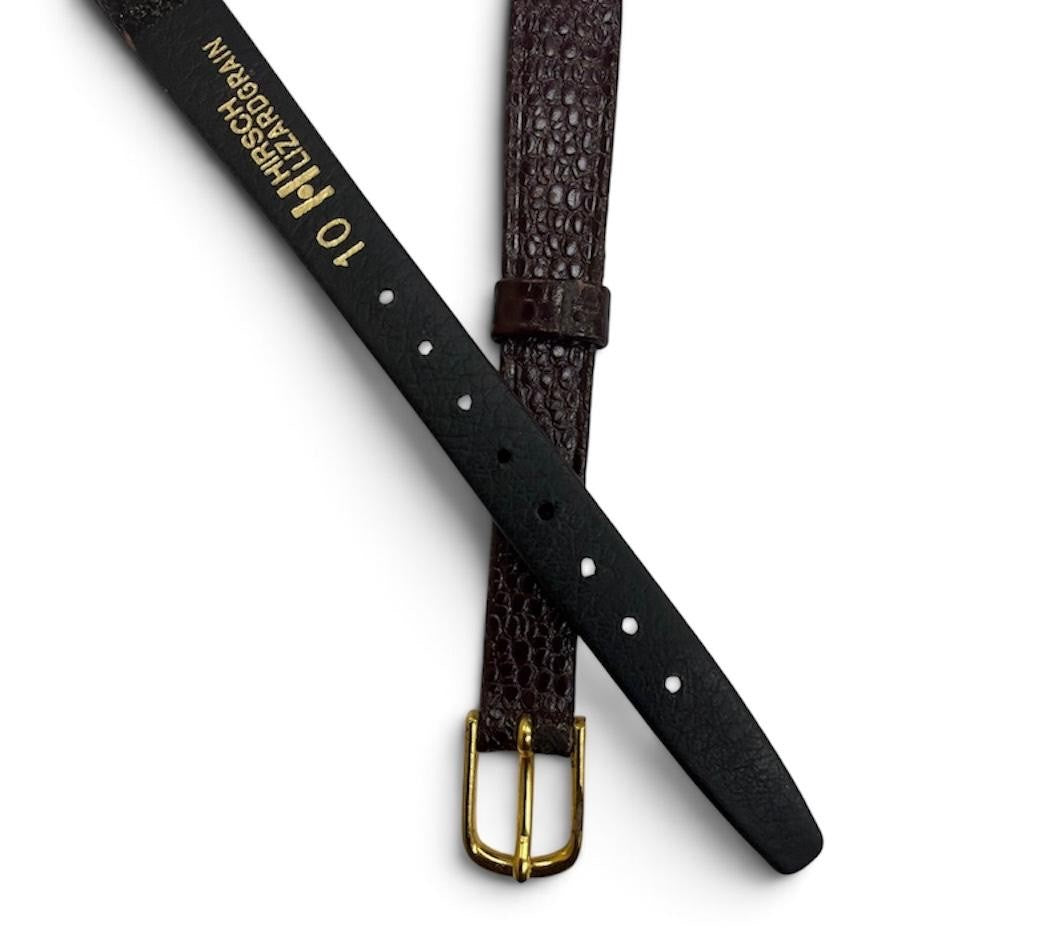 Hirsch Vintage Lizard Grain w Gold Tone Buckle Open End Watch Band 10mm Long