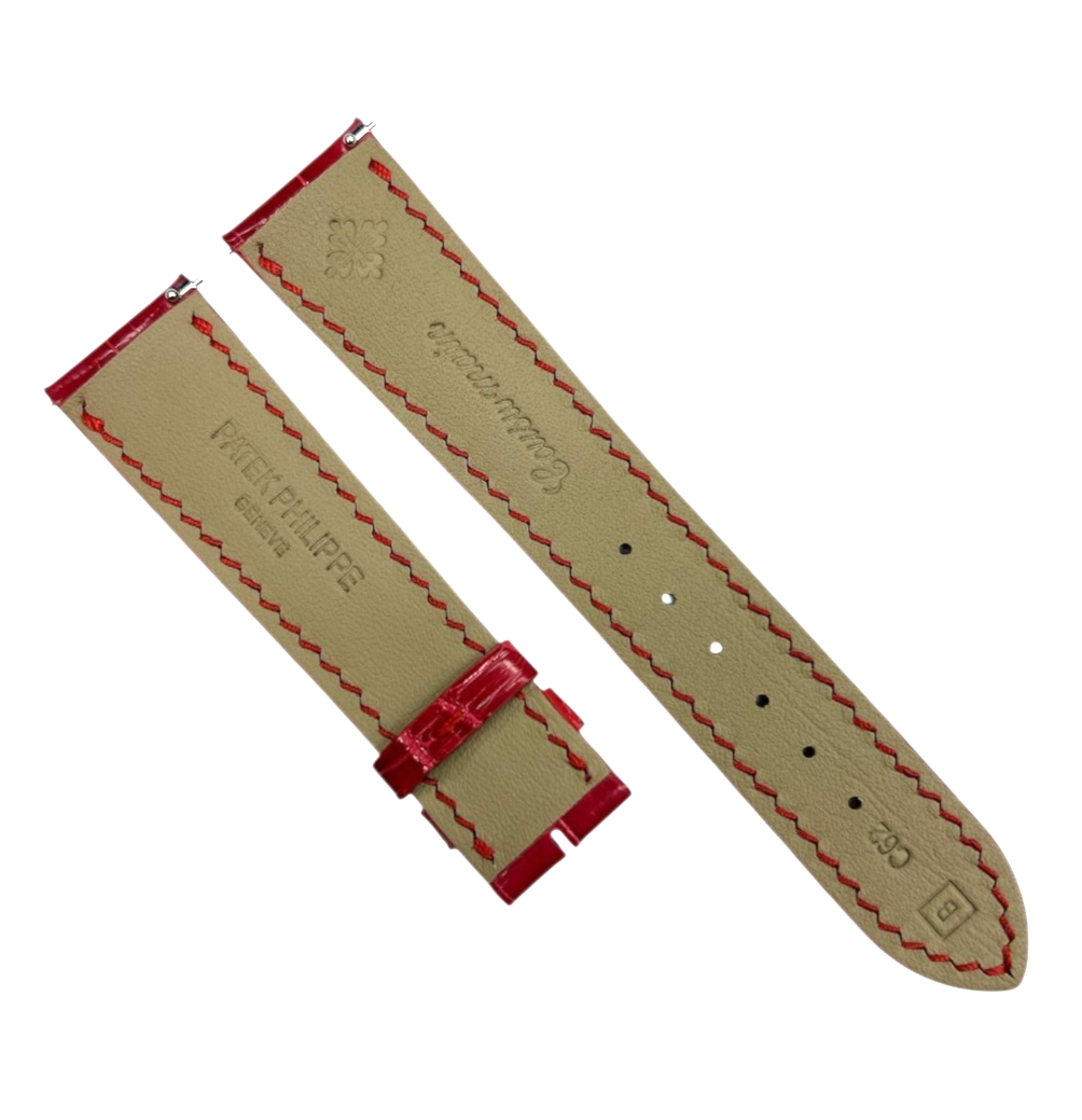 Genuine Patek Philippe Red Alligator Leather Band - 22mm x 16mm