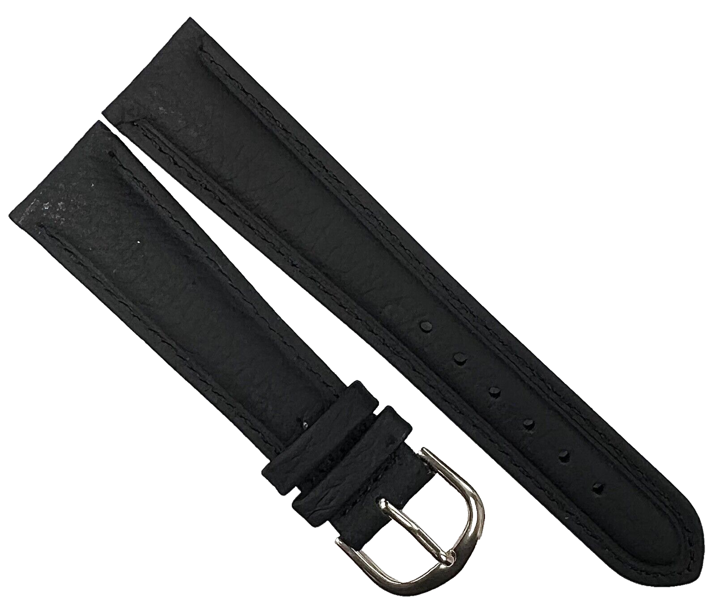 Genuine Leather lot of 6 Watch Bands 20mm Padded  Plain Grain Stitched in Black