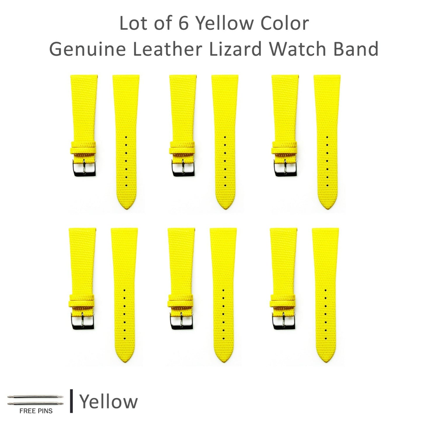 Lot of 6Pcs.Watch Bands Genuine Leather Lizard Grain Flat 12MM to 24MM 8 Colors