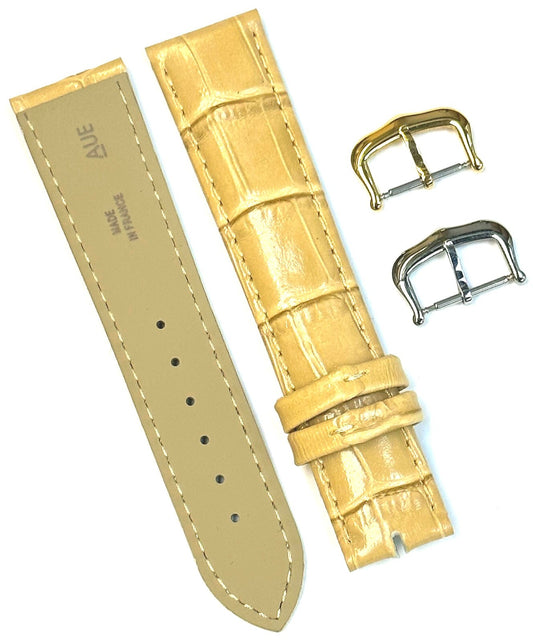 Watch Band For Cartier Tank Antique Alligator Grain Size 18x16mm Beige Color