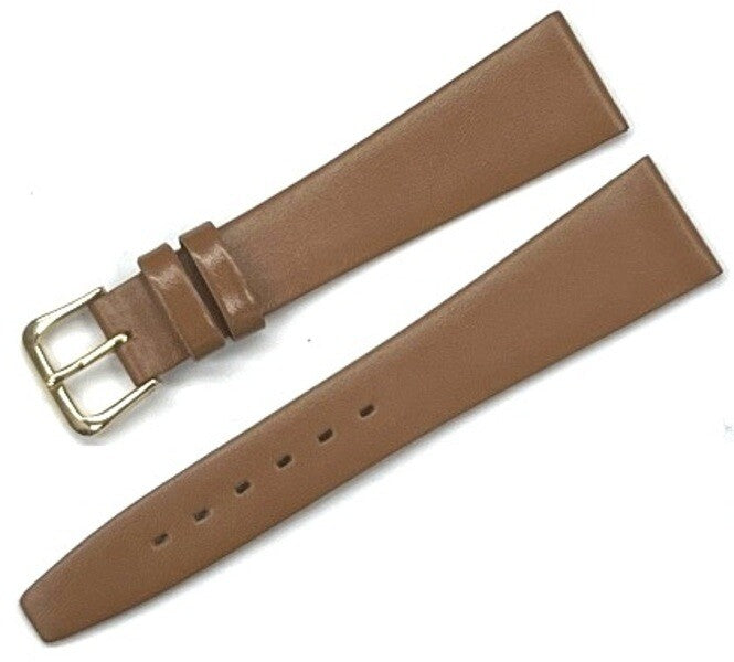 Watch Band Tan Genuine Leather Plain Flat 18/20mm ( Superior  Quality)