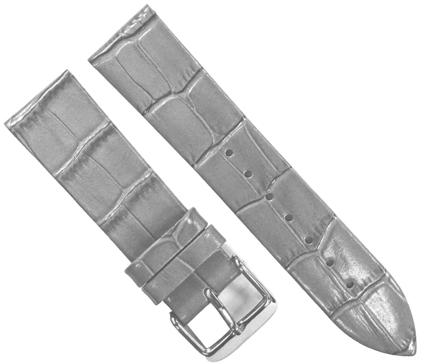 New Watch Band Light Gray Genuine Leather Alligator Grain (Flat, Short) 18x14 MM