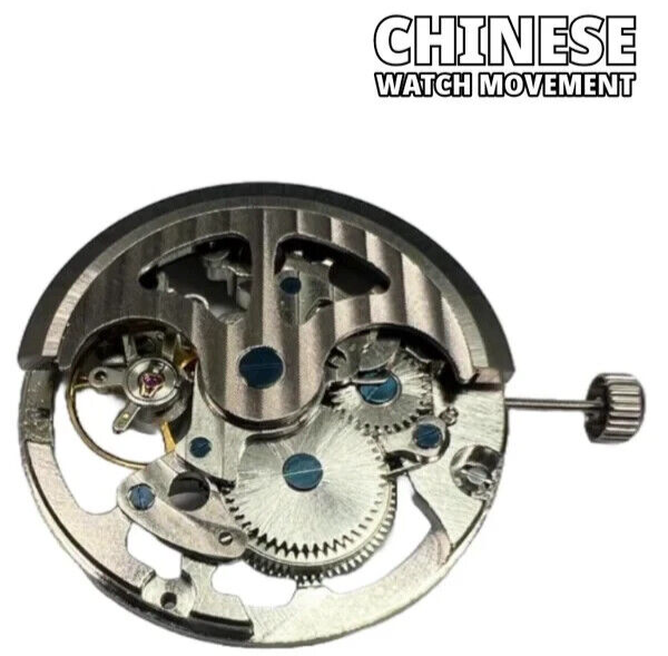 Automatic Skeleton Chinese Watch Movement G3211 3Hands Overall Height 7.6mm