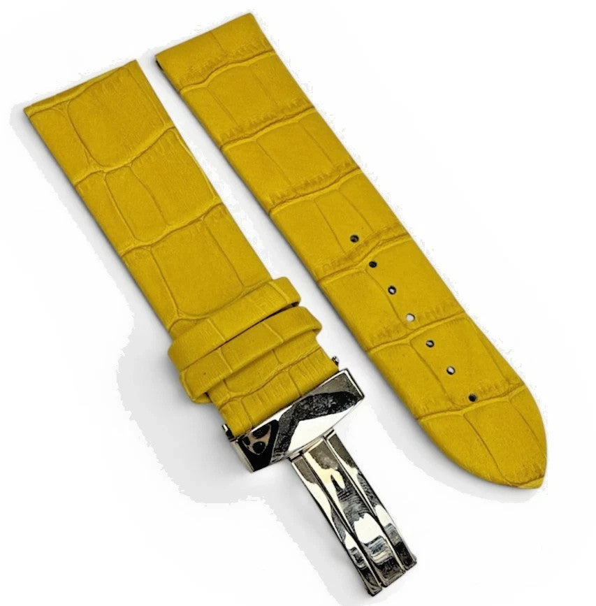 16MM 18MM 20MM 22MM 24MM YELLOW WATCH BAND Alligator Grain Deployment Clasp