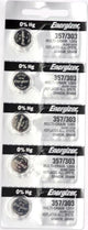 Energizer 357/303 Watch Batteries SR44SW, USA MADE, 0% HG (Pack of 5)