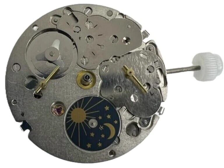 Chinese Automatic Watch Movement DG3847B 3Hands, 4Eyes, Sun/Moon