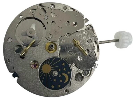 Chinese Automatic Watch Movement DG3847B 3Hands, 4Eyes, Sun/Moon