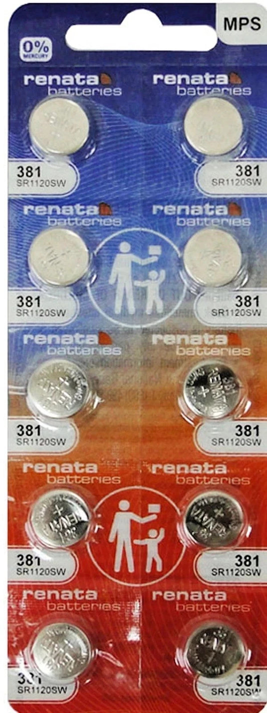Ten (10)  Renata 381 Watch Battery  SR1120SW SWISS MADE, 0% MERCURY