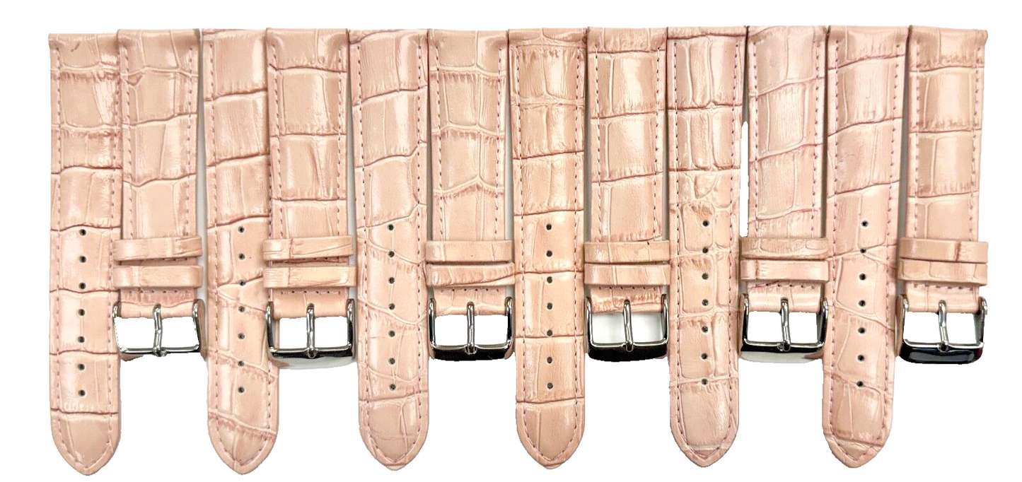 6 lots of 20 MM Pink Genuine Leather Alligator Grains Watch Band