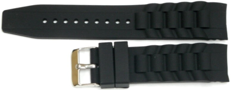 Watch Band Silicone Black 22MM Curved Ends Fit Sports  Men Watches