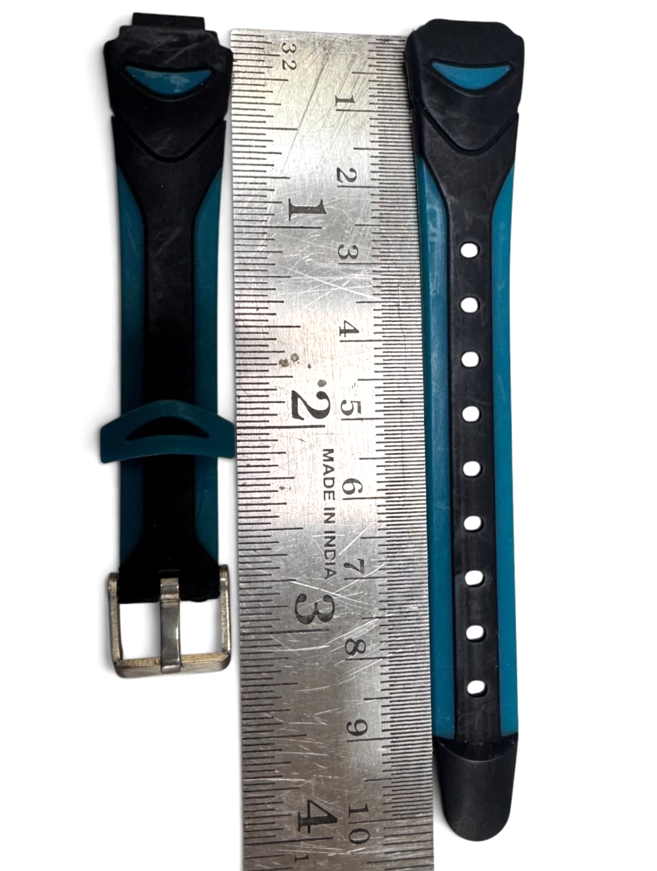 12MM RUBBER WATCH BAND BLACK & BLUE COLOR DESIGN fits TIMEX WATER RESIST