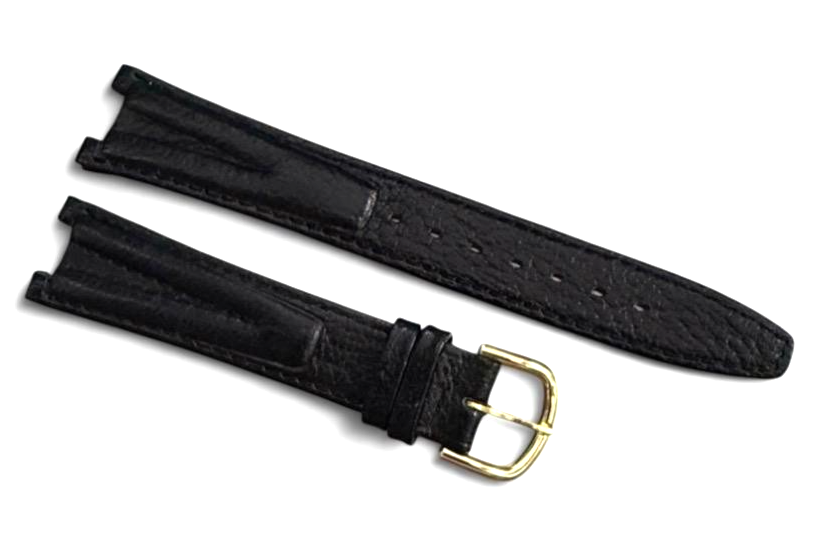 Watch Band Flat Genuine Leather Black 18mm High Quality