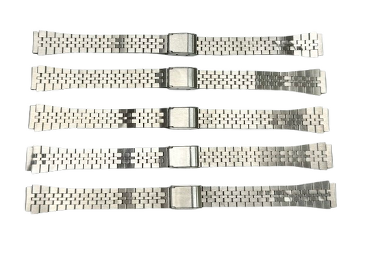 5 Pcs of 12MM, Box-Link Designed 2-Piece, Silver Color Metal Ladies Band