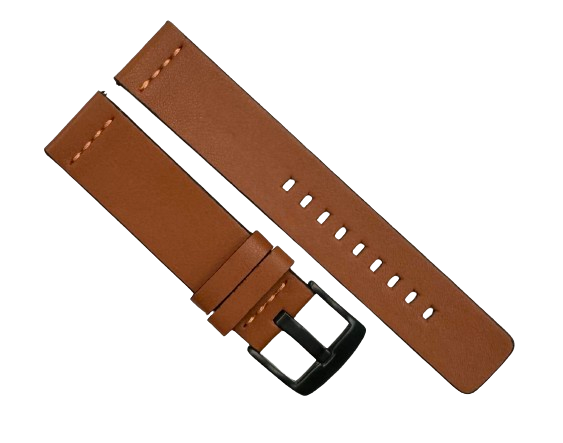 Flat TAN Watch Band, Plain Genuine Leather 20MM with easy pin/Fits to MVD