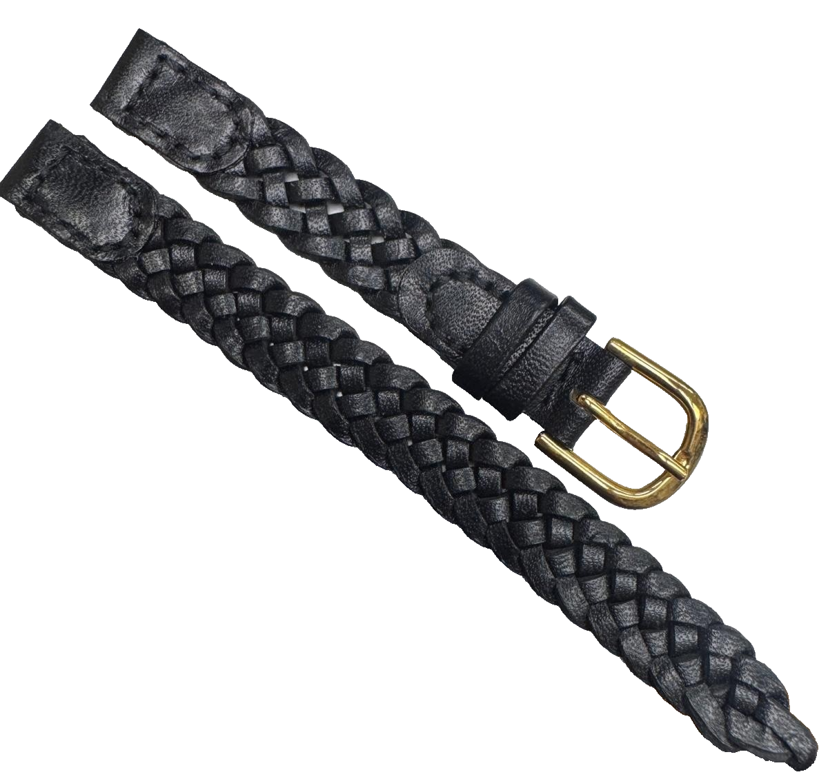 10MM, LOT OF 6 WATCH BANDS BRAIDED BLACK GENUINE LEATHER