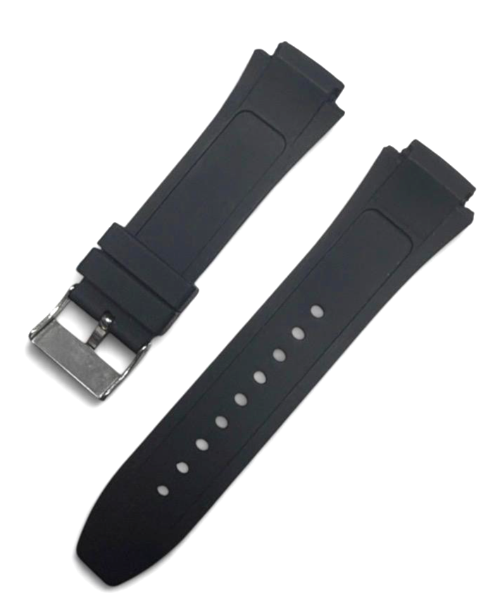 24mm Black Rubber Watch Band Premium Silicone Rubber Strap