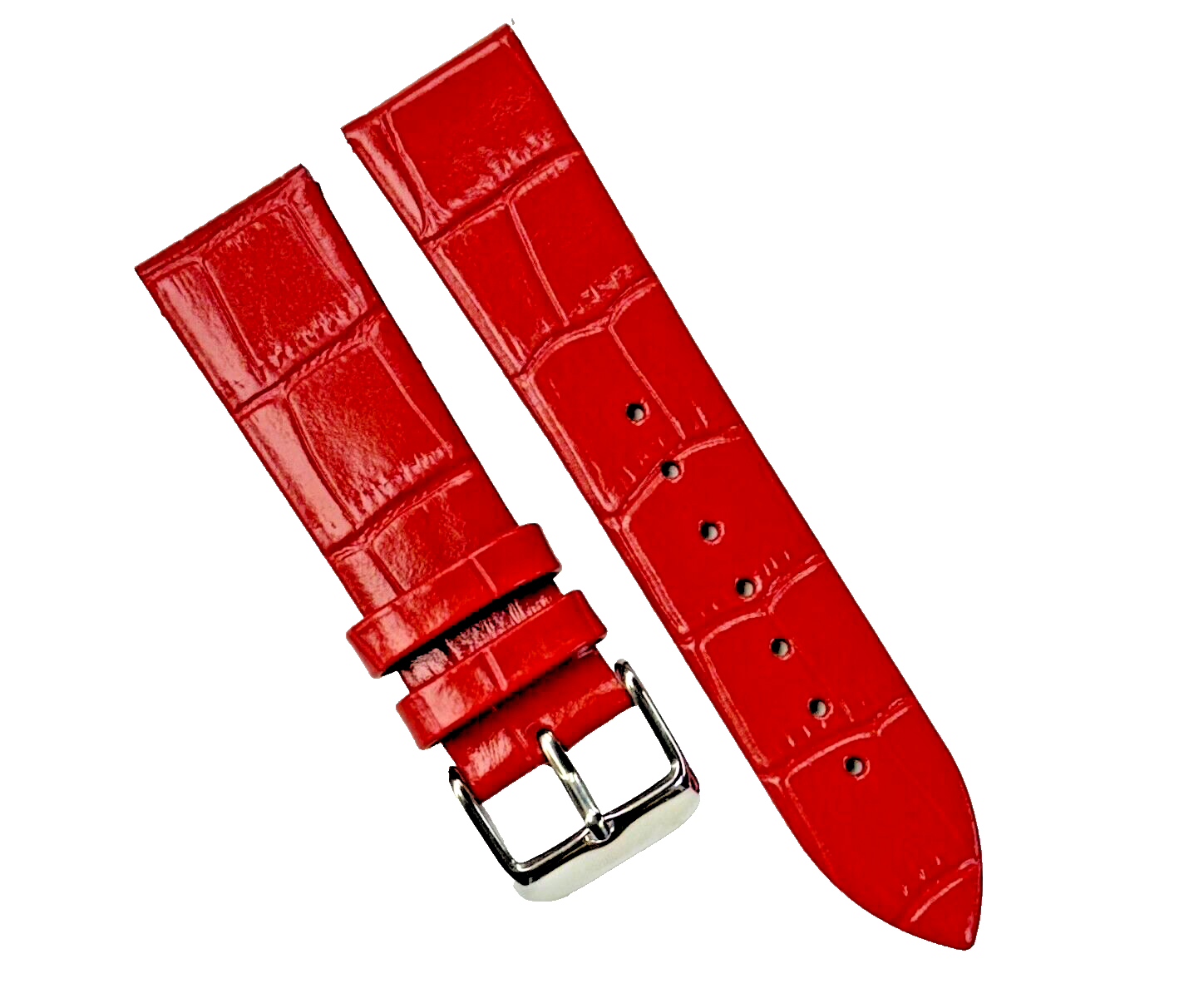 New Watch Band Red Genuine Leather Alligator Grain (Flat, Short) 20x16MM