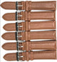 Lot of 6Pcs.Watch Band Light Brown Genuine Leather Padded, Stitched 20MM