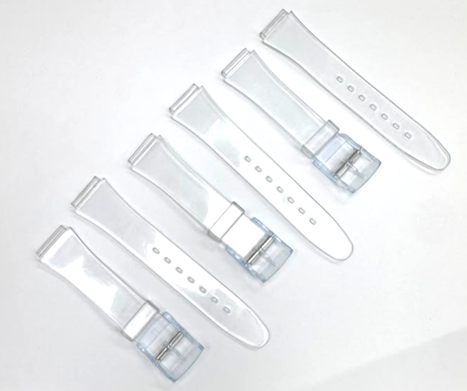 SET OF 5 12MM Plastic PVC Watch Band Flat Clear White without Pins