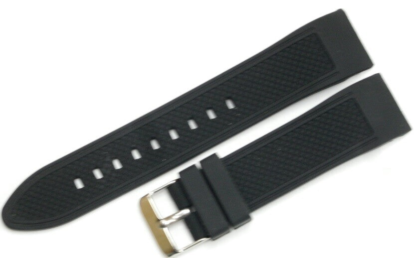 Watch Band Silicone Black 22MM Curved Ends Fit Sports  Men Watches