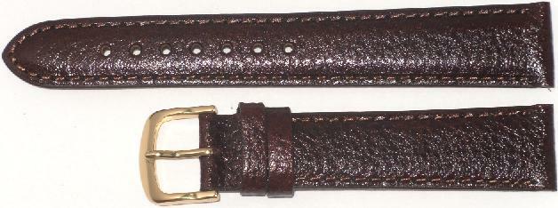WATCH BAND DARK BROWN GENUINE LEATHER PADDED,STITCHED 16MM (High Quality)